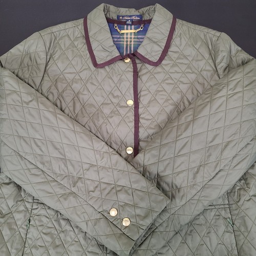 BROOKS BROTHERS Thermore Jacket Women 16 Snap Buttons Green Quilted Plaid Lined - Picture 5 of 18