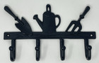 Wall Hook Hanger Gardening Theme  Heavy Cast Iron 4 Hooks Garden Tools 11.5 x 7"