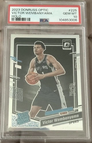 🔥PSA 10 VICTOR WEMBANYAMA 2023 PANINI DONRUSS OPTIC #225 ROOKIE HOLO PRIZM 👽🦄