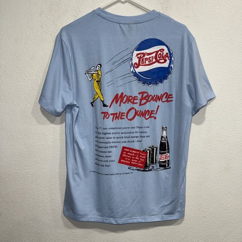 PEPSI-COLA Camiseta Manga Corta Estilo Retro Estampado Gráfico Azul Talla M - Imagen 4 de 7
