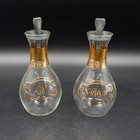 Pyrex Oil & Vinegar Glass Cruets With Gold Bands and Stoppers Vintage