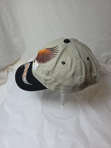 Vintage Alaska Mütze Kappe Riemen hinten schwarz und hellbraun mit besticktem Weißkopfseeadler - Bild 4 von 6