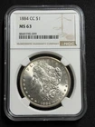 1884-CC United States Morgan Silver Dollar - NGC MS 63
