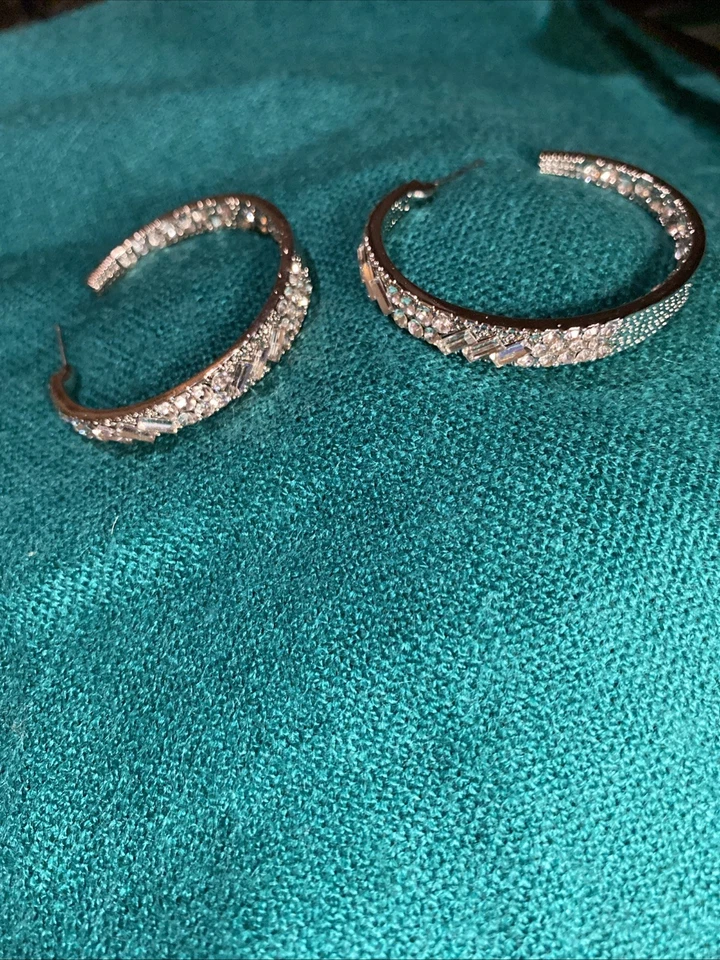 Серьги папарацци блестящие от ассоциации наизнанку 2 дюйма обручи гематит камень - Изображение 3 из 4