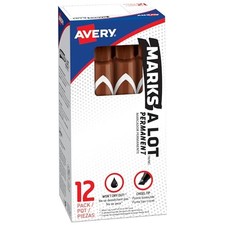 AVERY LARGE DESK-STYLE PERMANENT MARKERS, CHISEL POINT, SIZE 4.76, 12PC - BROWN