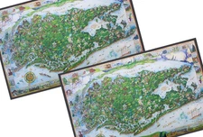 2 Maps of Long Island NY - Albert Lorenz Lithograph 1992