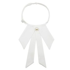 Bow Tie for Women, Adjustable Pre-tied Womens Bow Ties with Artificial White