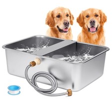 6 Gal Automatic Dog Water Bowl Dispenser Stainless Steel Dog Waterer for Larg...