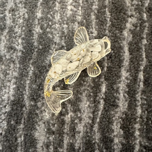 Mini Koi Fish Figurine Resin Crystal Statue Ornament Handicraft Rock White New - Picture 5 of 8