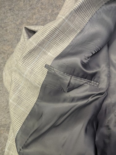 Blazer a Cuadros Gris Lauren Ralph Lauren Hombre Abrigo Deportivo Chaqueta 100% Lino 50R - Imagen 7 de 10