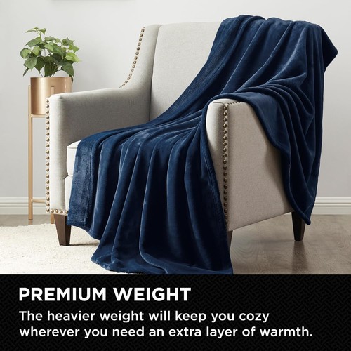 Brookstone Nap Plush Throw Blanket for Couch | Warm & 60 x 70 Inch, Blue - Picture 3 of 7