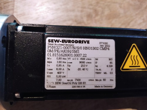 SEW-EURODRIVE CMP40M/PK/AK0H/SM1 + P5NG21-0007/N/S/0 SERVO MOTOR [NEW] - Picture 7 of 8
