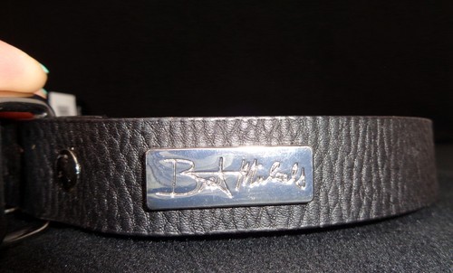 BRET MICHAELS Hundehalsband schwarz Leder Wellenmuster (L) (NEU) - Bild 1 von 5