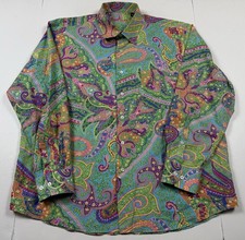 Alan Flusser Green Paisley Long Sleeve Button Down Shirt XL