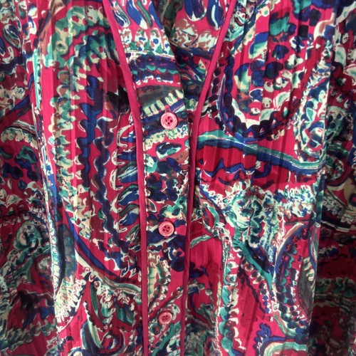 Splendida e incontaminata blusa Laura Scott viola paisley scrunched con bottoni XL usata in ottime condizioni - Foto 8 di 11