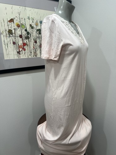 Camicia da notte Hanro Deluxe cotone midi morbida pesca taglia small pizzo floreale midi. SS. - Foto 2 di 6