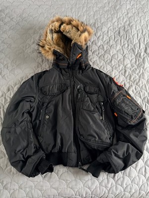 Women's Parajumpers Gobi Masterpiece Series Down Bomber Fur Hood Black Size XS
