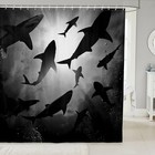 Shark Shower Curtains,Black Sea Fish Ocean Animal Silhouette Bath Curtain,Und...