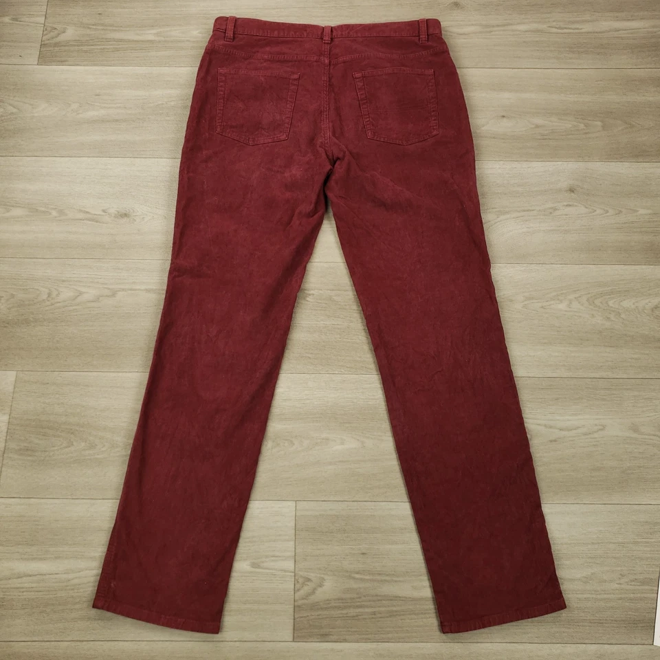 Мужские красные флисовые вельветовые брюки Brooks Brothers 35X32 красные с пятью карманами плоские спереди - Изображение 4 из 4