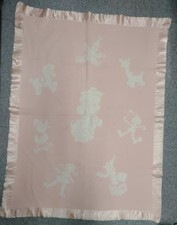 Vintage Reversible Baby Blanket Satin Edge Pink