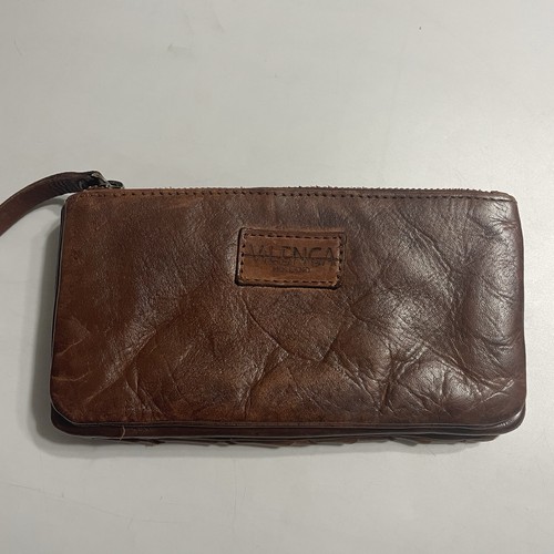 Vilenca Holland Leder geflochten Geldbörse Kalbsleder Doppelfaltung braun 7" L x 4" Höhe