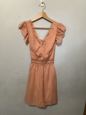 Shein Dress Size Small Cutout Tie Back Pale Peach Below Knee Swiss