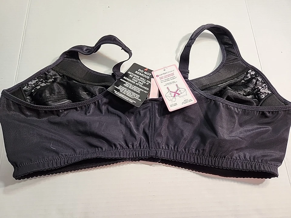 Sujetador Comfort Choice 46DD NUEVO CON ETIQUETAS Cierre Frontal Inalámbrico Negro Encaje Fácil Potenciador Foto 4 de 4