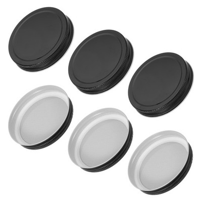 6 Stück Blechdeckel Mit Etiketten Für Regular Mouth Mason Jars Schwarz (86mm)