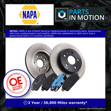 2x Solid Brake Discs and Pads Rear NAPA NBK5318DP fits Vauxhall