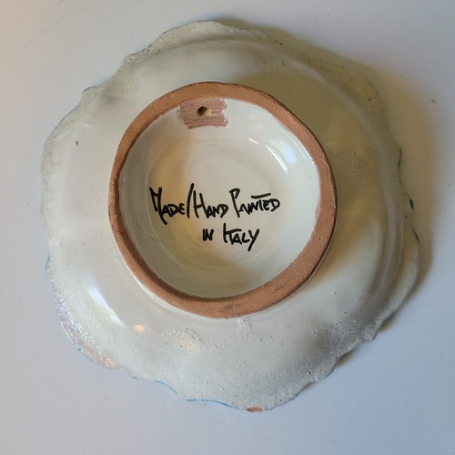 Vintage Handpainted Colorful Pottery Made In Italy Trinket Dish Or Wall Hanging - Picture 5 of 7
