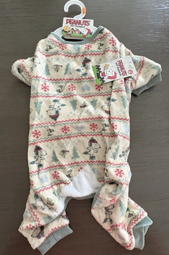 PIJAMA DE TERCIOPELO ESTAMPADO DE CACAHUETES NAVIDAD "SNOOPY WOODSTOCK" Cachorro/Perro MED NUEVO CON ETIQUETAS - Imagen 1 de 5