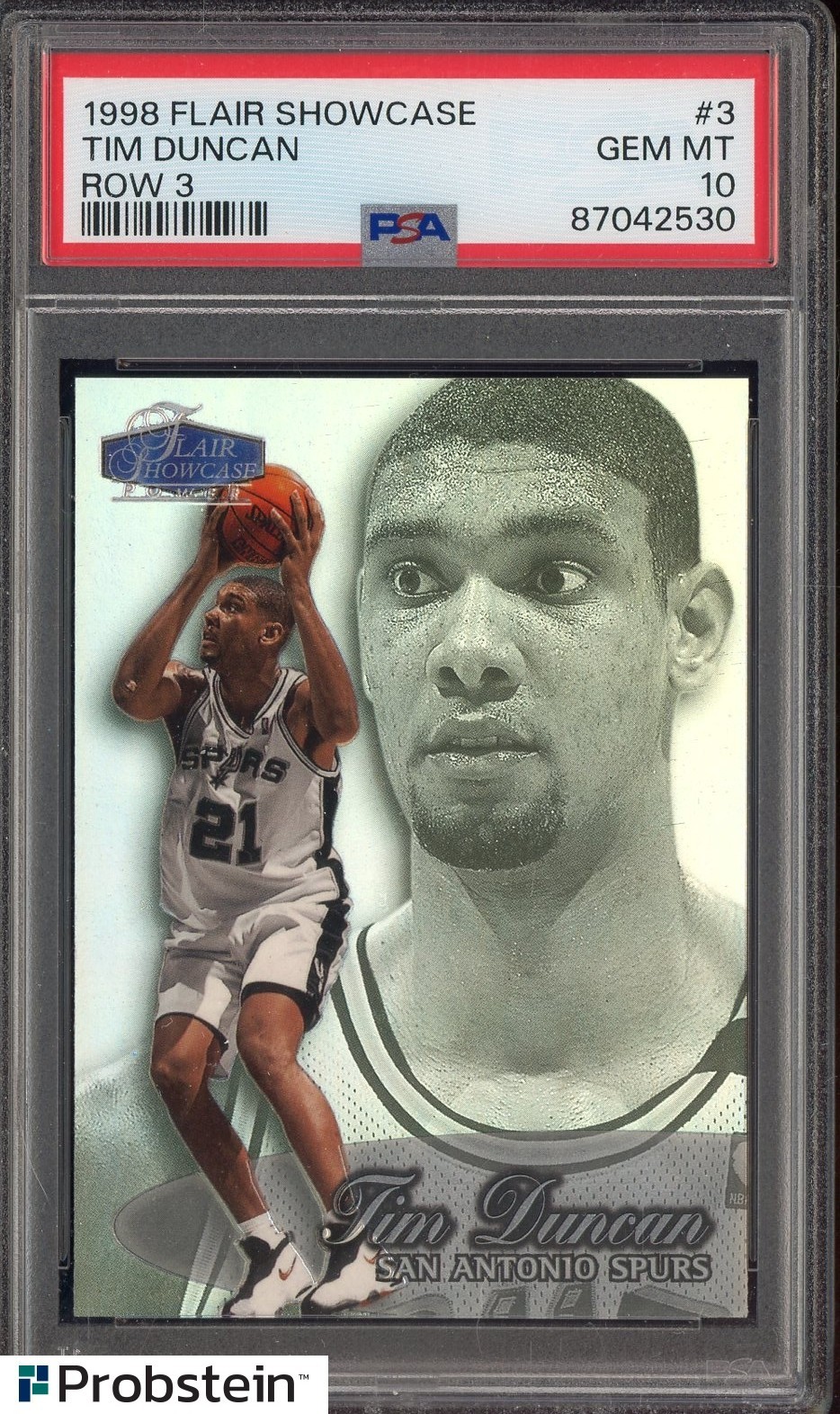 1998 Flair Showcase Row 3 #3 Tim Duncan San Antonio Spurs HOF PSA 10 GEM MINT