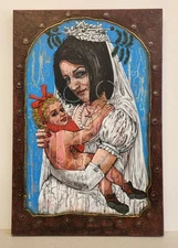 SURREAL Victor Huerta Batista NOVIA EMBARAZADA Madonna Child Cuban Oil Painting