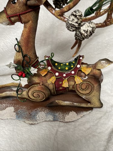 Vintage 1999 Home Interiors Weihnachten Rentier Ganzmetall handbemalt 2er Set - Bild 15 von 15