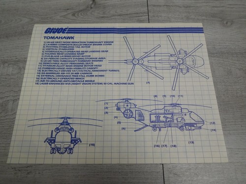 Vintage ARAH GI Joe Authentic Blueprints ONLY 1986 Tomahawk Helicopter 