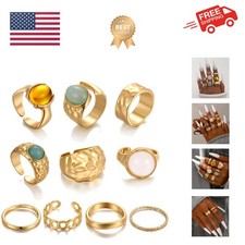 25 Pcs Gold Stackable Ring Set for Women, Chunky Knuckle Finger Midi Rings, S...