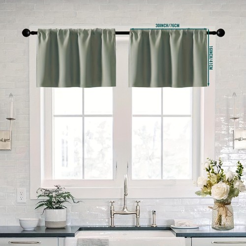 2 Panel Privacy Insulated Blackout Short Window Curtain Drapes Cafe Tier Kitchen - Picture 12 of 47