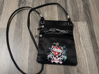 Sacoche Ed Hardy Love Kills Slowly Y2K Crossbody Bag Skull Christian Audigier - Photo 1/4