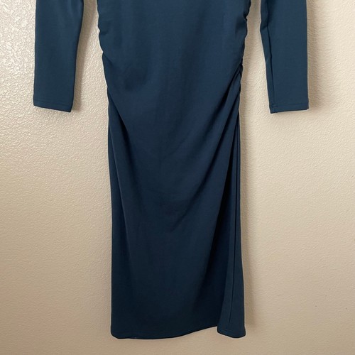 OGL Dress Womens Medium Blue Thermal Boatneck Ruched Brami Midi Maxwarm Padded - Picture 6 of 9
