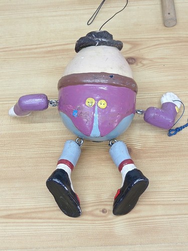 Marioneta de cuerda de madera Humpty Dumpty de colección de los años 50 - ¿Pelham? - Imagen 5 de 9