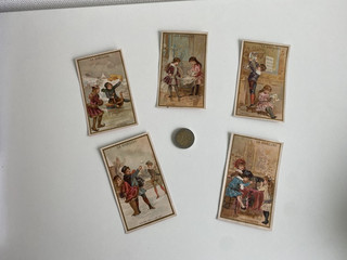 5 anciens Chromos France vers 1880 enfants La Kabiline