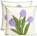 Pack of 2 Embroidered Decorative Throw Pillow Cover 18x18 Inch Farmhouse Floral