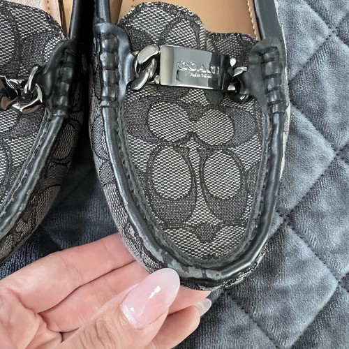 Coach Loafers Shoes Women 9.5 Mona Driver signature jacquard Monogram Black - Picture 8 of 10