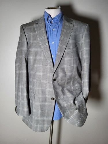 46L 56L Hugo Boss Wool Brown Tan Windowpane Check Blazer Jacket Sport Coat - Picture 2 of 10