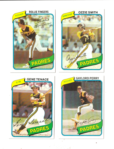 1980 Topps Baseball Lot 4 Fingers, Tenace, Perry, Ozzie Smith NM/MT - Bild 1 von 2