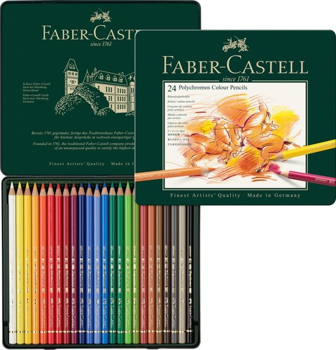 Faber-Castell 24-Piece Polychromos Colored Pencil Set-Metal Tin-Artist Quality - Picture 1 of 6