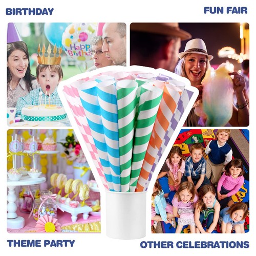 Premium Cotton Candy Cones 100 Pack Carnival Theme - Multicolor Cotton Candy ... - Picture 5 of 7
