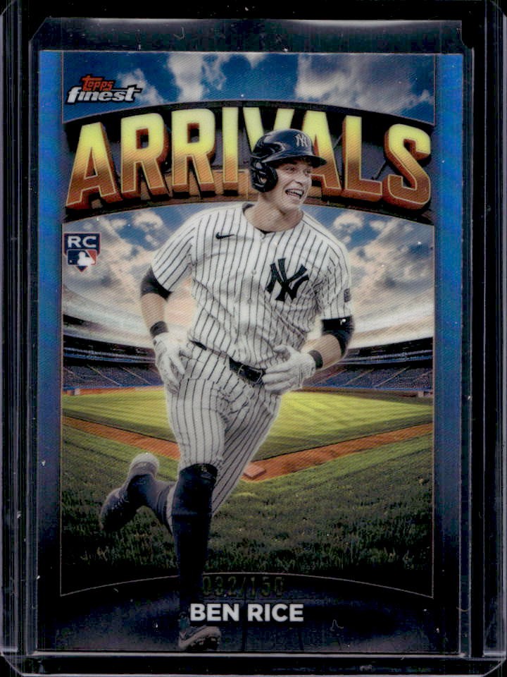 2025 Finest Ben Rice Arrivals RC Sky Blue Refractor Rookie #32/150 Yankees