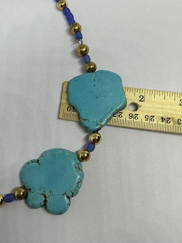 Genuine Slab Turquoise Necklace Swantje-Elke Handmade 925 Glass Bead Necklace - Picture 21 of 23