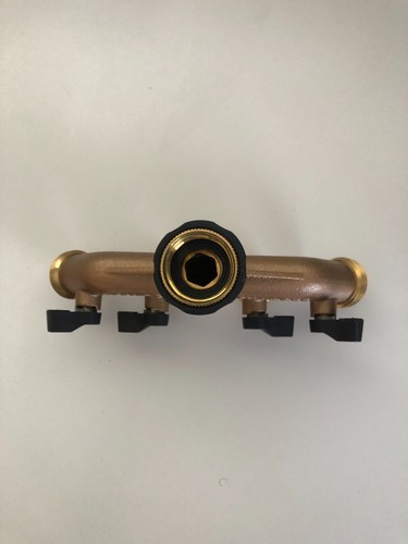 4 Way Garden Hose Splitter Connector Brass  Manifold 3/4" Spigot Adapter Valve  - Picture 4 of 4